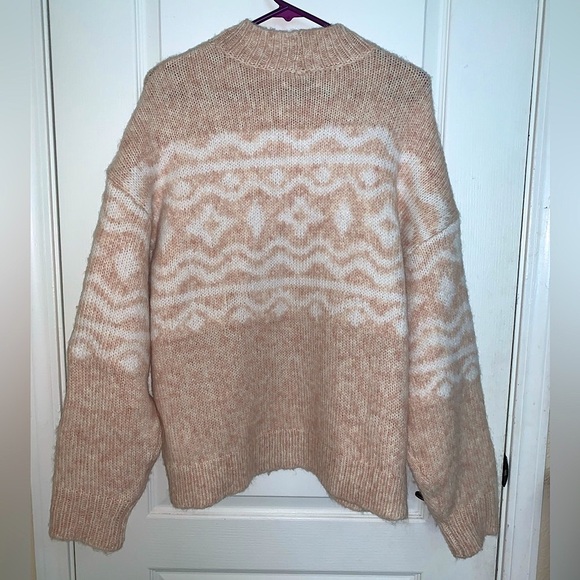 American Eagle Fair Isle Mockneck Soft Sweater in Camel - Large - Picture 2 of 7
